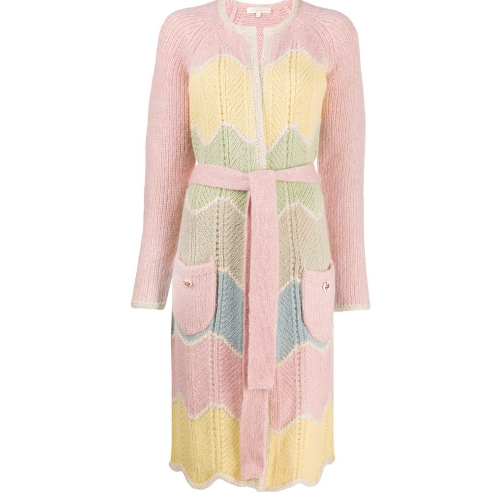 LoveShackFancy Pastel Chunky Knit Long Cardigan